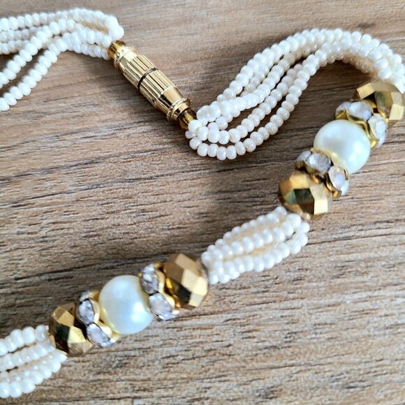 Vintage 1950s necklace/choker with seed pearls. - Picture 8 of 9